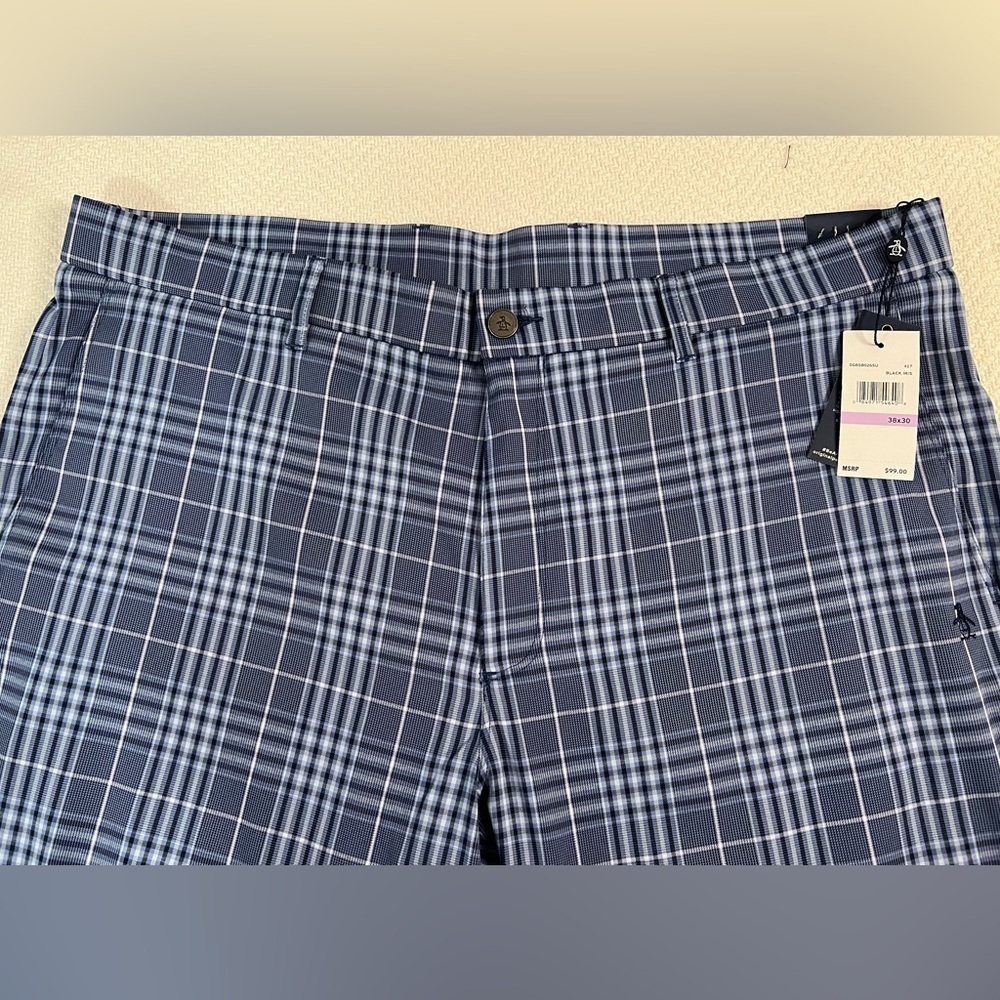 Penguin Original by Munsingwear Men's Pants Lightweight Size 38/30 Plaid Blue